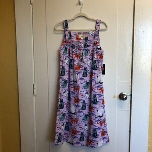 Printfresh Halloween House Cats sleeveless nightgown 100% organic cotton cute